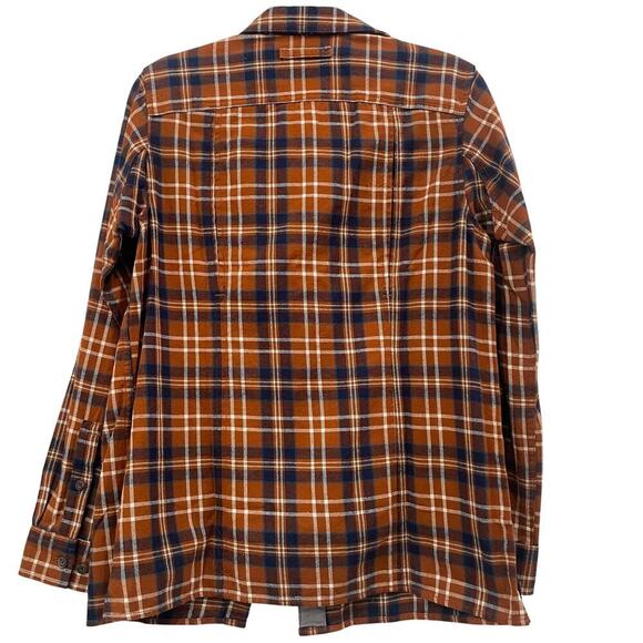 NWT Duluth Orange Blue Plaid Flannel Long Sleeve Button Up Size Small - Picture 3 of 6